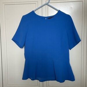 Banana Republic Blue Peplum Top with Keyhole back Size XS